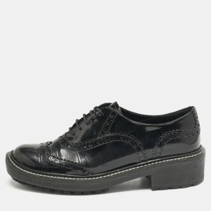 Miu Miu Black Patent Brogue Leather Oxfords Size 38.5, Shoes - Luxury Closet catalog