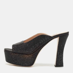 Miu Miu Black Satin Crystals Platform Sandals Size 38, Sandals - Luxury Closet catalog