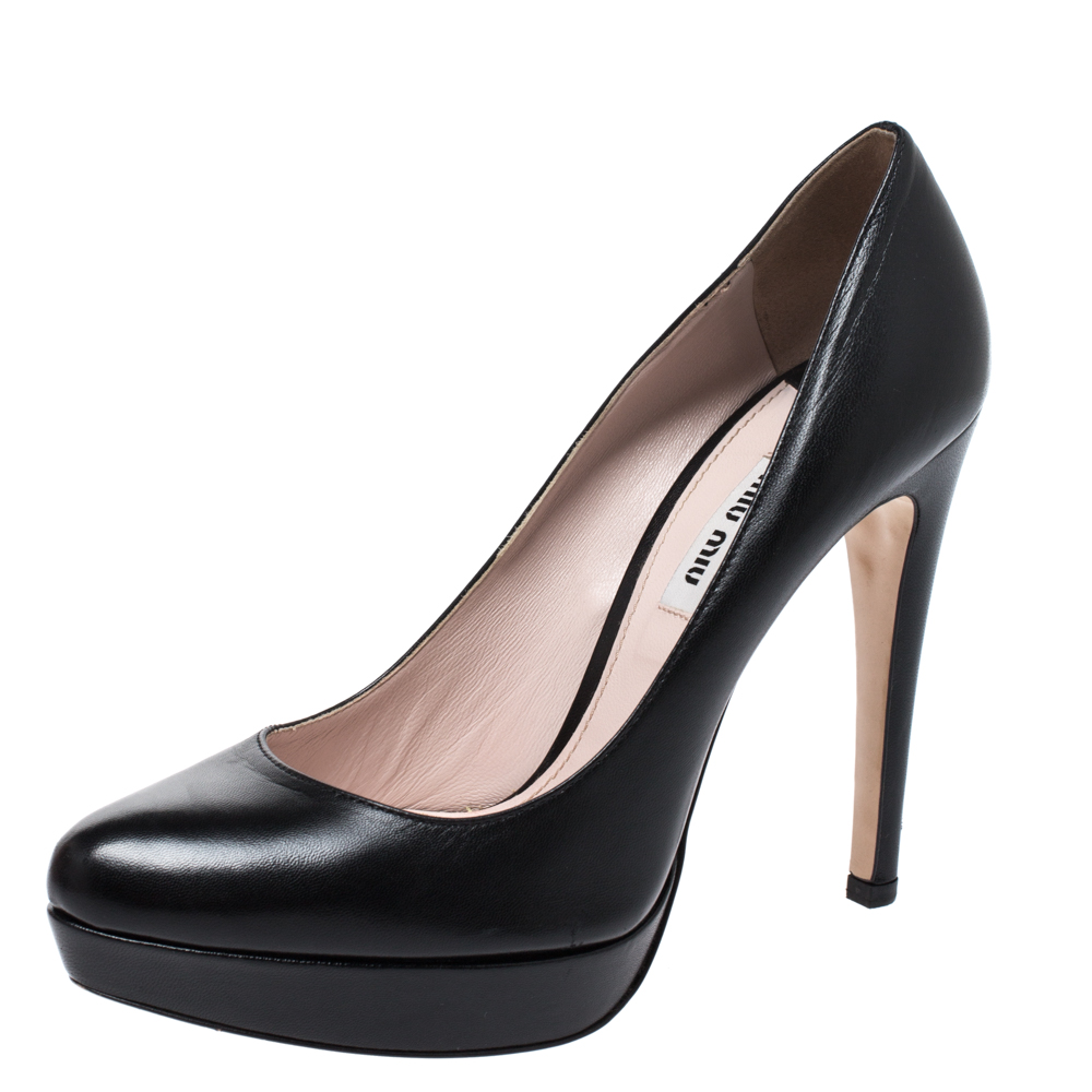 Miu Miu Black Leather Platform Pumps Size 38, Pumps - Luxury Closet catalog