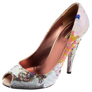 Miu Miu Multicolor Sequins Embellished Fabric Peep-Toe Pumps Size 40, Pumps - Luxury Closet catalog