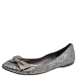 Miu Miu Silver Glitters and Leather Ballet Flats Size 38, Flats - Luxury Closet catalog