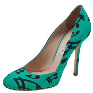 Miu Miu Green/Black Printed Fabric Pumps Size 37, Pumps - Luxury Closet catalog