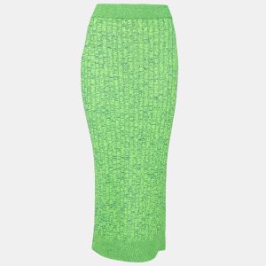 MM6 Maison Margiela Green Space Dyed Rib Knit Slit Detail Skirt S, Skirts - Luxury Closet catalog