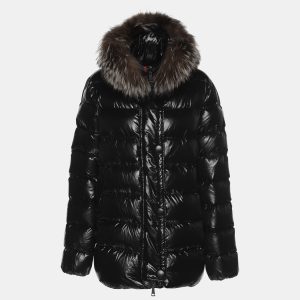 Moncler Black Nylon Fox Fur Trimmed Hood Down Jacket XXL, Coats & Jackets - Luxury Closet catalog