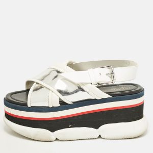 Moncler White/Silver Leather Zelda Platform Sandals Size 37, Sandals - Luxury Closet catalog