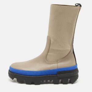 Moncler Grey Stretch Fabric and Leather Neue Chelsea Boots Size 38, Boots - Luxury Closet catalog