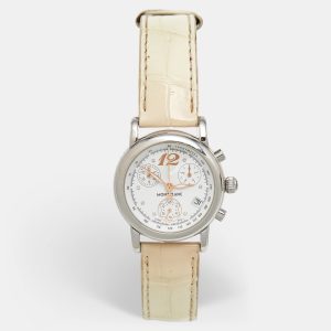 Montblanc White Stainless Steel Leather Mini Star 7039 Women's Wristwatch 32 mm, Watches - Luxury Closet catalog