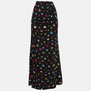 Moschino Cheap and Chic Black Heart Print Silk Maxi Skirt S, Skirts - Luxury Closet catalog