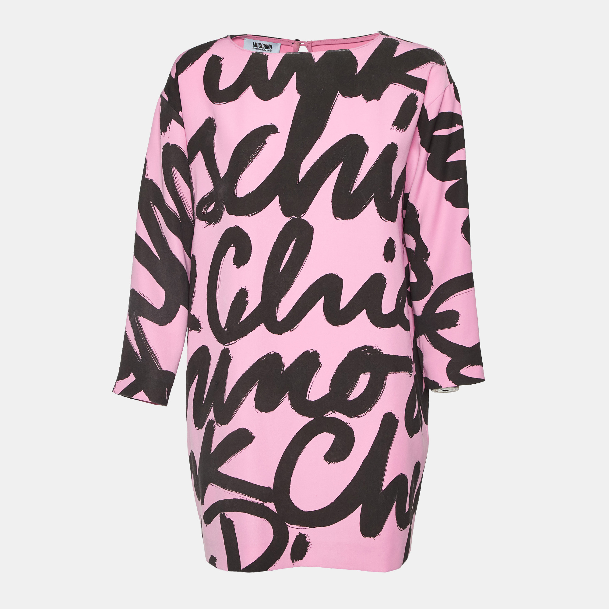 Moschino Cheap and Chic Pink Logo Print Crepe Tunic Top M, Shirts & Tops - Luxury Closet catalog