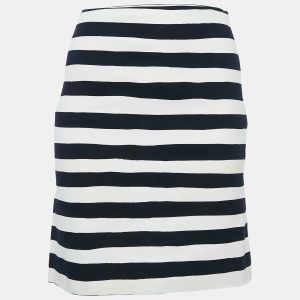 Moschino Cheap and Chic White/Navy Blue Stripe Cotton Mini Skirt S, Skirts - Luxury Closet catalog