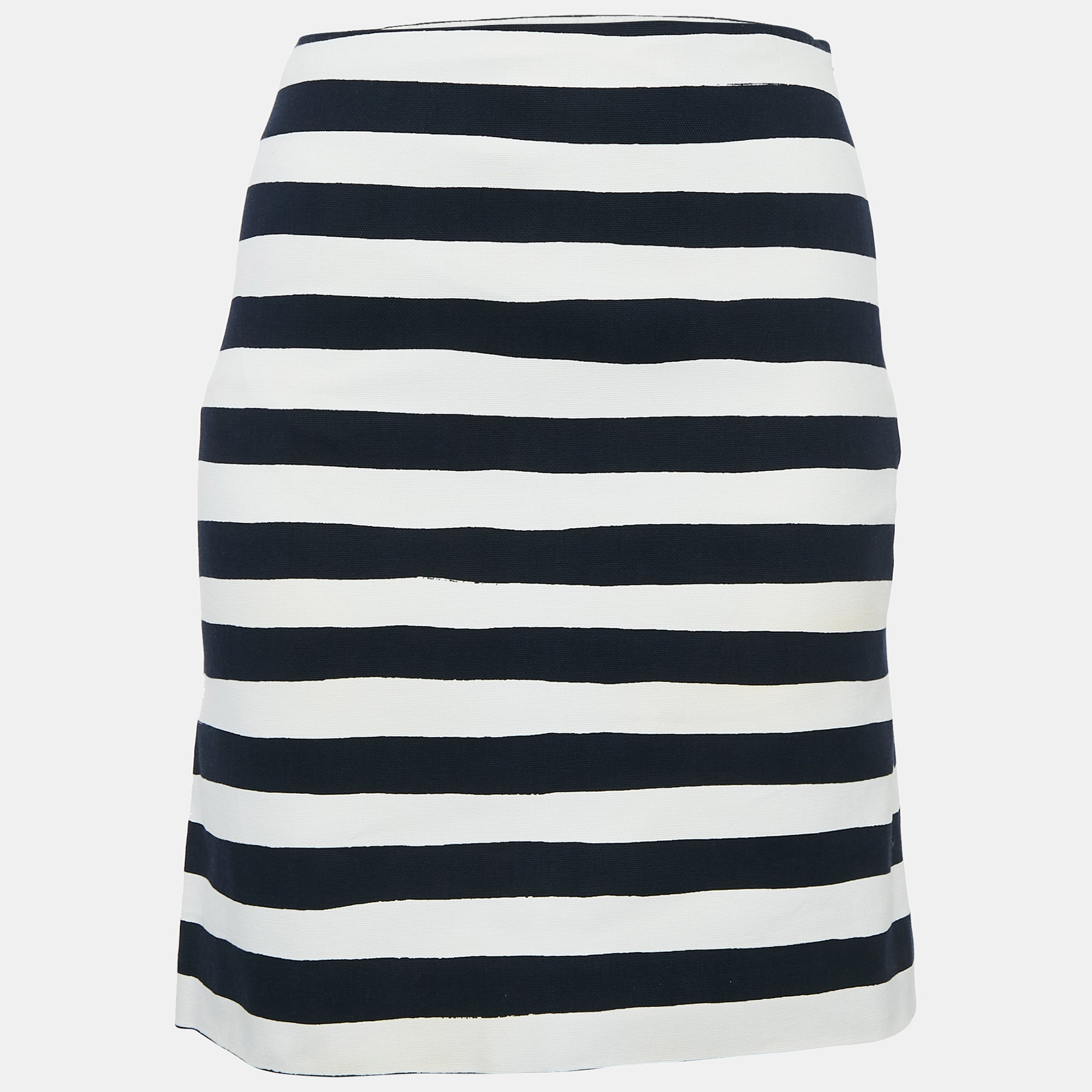 Moschino Cheap and Chic White/Navy Blue Stripe Cotton Mini Skirt S, Skirts - Luxury Closet catalog