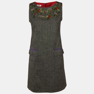 Moschino Cheap and Chic Charcoal Grey Patterned Embellished Shift Dress M, Dresses - Luxury Closet catalog