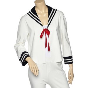 Moschino Cheap and Chic White Cotton Contrast Trim Tie Detail Blazer M, Coats & Jackets - Luxury Closet catalog