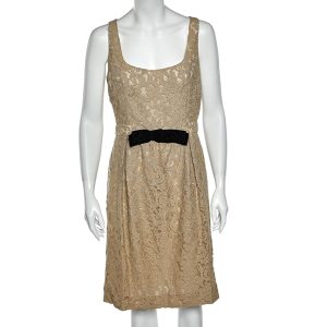 Moschino Cheap and Chic Cream Lace Bow Trim Sleeveless Midi Dress M, Dresses - Luxury Closet catalog