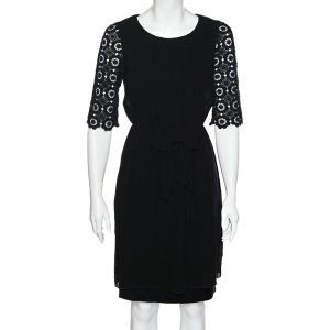 Moschino Cheap and Chic Black Chiffon & Lace Sleeve Midi Dress S, Dresses - Luxury Closet catalog