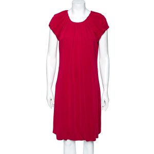 Moschino Cheap & Chic Fuchsia Jersey Pleated Yolk Detail Dress S, Dresses - Luxury Closet catalog