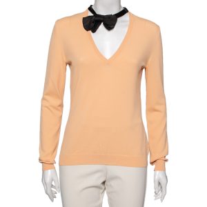 Moschino Cheap and Chic Orange Knit V Neck Long Sleeve Sweater M, Sweaters & Cardigans - Luxury Closet catalog
