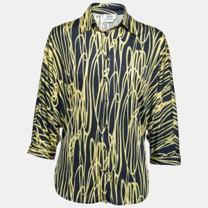 Moschino Cheap and Chic Navy Blue and Yellow Printed Jersey Dolman Sleeve Shirt S, Shirts & Tops - Luxury Closet catalog