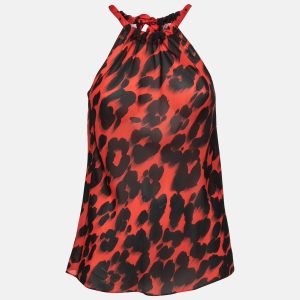 Moschino Cheap and Chic Red Printed Silk Halter Neck Top S, Shirts & Tops - Luxury Closet catalog