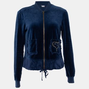 Moschino Cheap and Chic Navy Blue Velvet Zip Front Jacket M, Coats & Jackets - Luxury Closet catalog