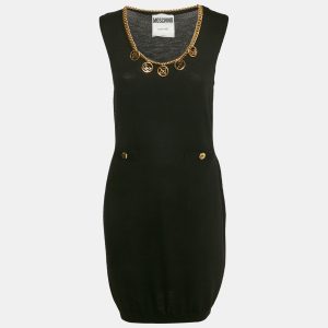 Moschino Couture Black Wool Knit Neck Embellished Mini Dress M, Dresses - Luxury Closet catalog