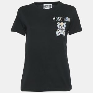 Moschino Couture Black Logo Embroidered Cotton Knit T-Shirt S, Shirts & Tops - Luxury Closet catalog