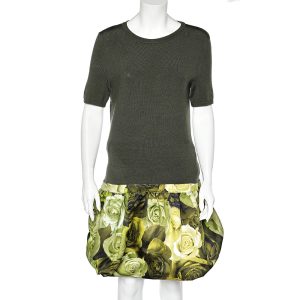 Moschino Couture Green Wool Knit Floral Printed Ruffle Hem Mini Dress L, Dresses - Luxury Closet catalog