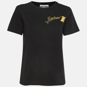 Moschino Couture Black Logo Embroidered Cotton Half Sleeve T-Shirt M, Shirts & Tops - Luxury Closet catalog