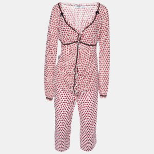 Moschino Jeans White Apple Printed Mesh Top, Cami & Cotton Capri Pants Set L, Suits - Luxury Closet catalog
