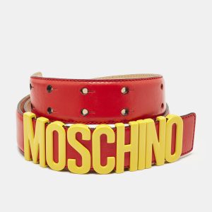 Moschino Red Leather Classic Logo Belt 95 CM, Belt Buckles - Luxury Closet catalog