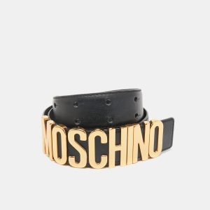 Moschino Black Leather Classic Logo Waist Belt 75CM, Belt Buckles - Luxury Closet catalog