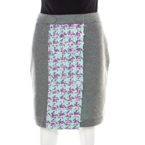 Boutique Moschino Grey Jersey Tweed Panel Detail Skirt S, Skirts - Luxury Closet catalog