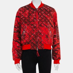 Moschino Couture Red Trompe-L'oeil Printed Bomber Jacket M, Coats & Jackets - Luxury Closet catalog