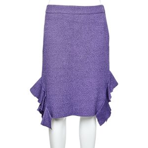 Moschino Purple Textured Wool & Silk Ruffled Mini Skirt M, Skirts - Luxury Closet catalog