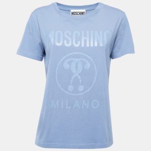 Moschino Blue Logo Print Cotton Crew Neck Short Sleeve T-Shirt M, Shirts & Tops - Luxury Closet catalog