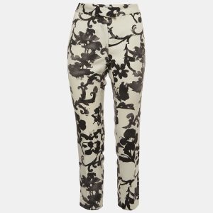 Moschino Off-White/Black Floral Print Crepe Trousers M, Clothing - Luxury Closet catalog