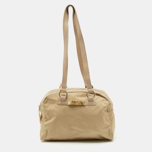 Moschino Beige Fabric Logo Long Handle Satchel, Satchels - Luxury Closet catalog