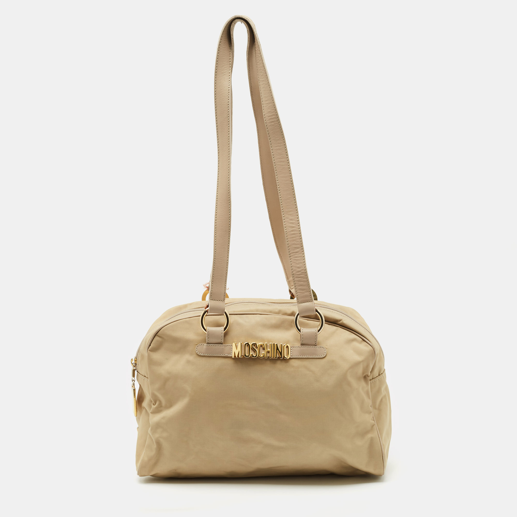 Moschino Beige Fabric Logo Long Handle Satchel, Satchels - Luxury Closet catalog