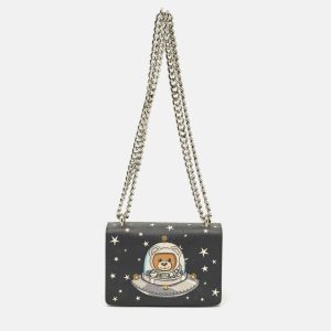 Moschino Black Leather Space Teddy Shoulder Bag, Shoulder Bags - Luxury Closet catalog