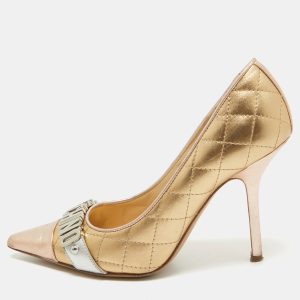 Moschino Tricolor Quilted Leather Logo Pumps Size 36, Pumps - Luxury Closet catalog