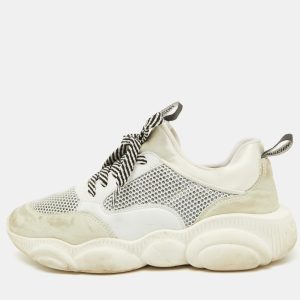 Moschino White Leather and Mesh Teddy Run Low Top Sneakers Size 37, Athletic Shoes & Sneakers - Luxury Closet catalog