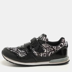 Moschino Black/White Printed Neoprene and Patent Leather Velcro Low Top Sneakers Size 36, Athletic Shoes & Sneakers - Luxury Closet catalog