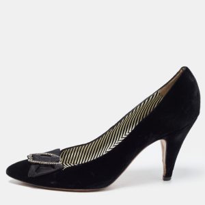 Moschino Black Velvet and Satin Crystal Embellished Bow Pumps Size 41, Pumps - Luxury Closet catalog