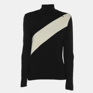 MUGLER Black/Cream Wool Knit Full Sleeve Sweater M, Sweaters & Cardigans - Luxury Closet catalog