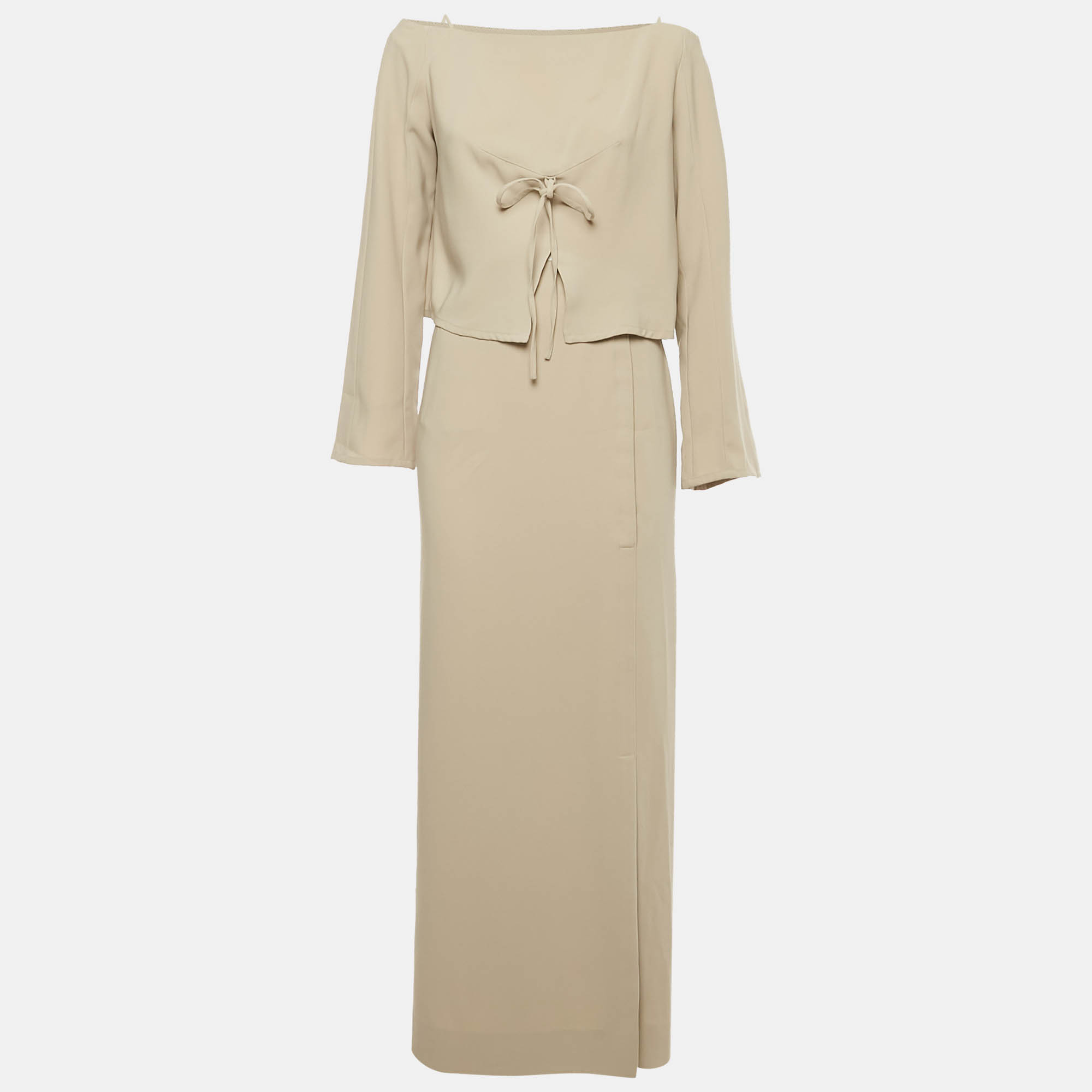 Mugler Taupe Crepe Cold Shoulder Top & Skirt Set M, Suits - Luxury Closet catalog