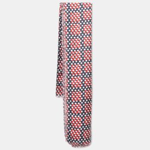 Mulberry Red & Navy Blue Dotty Printed Silk Square Scarf, Scarves & Shawls - Luxury Closet catalog
