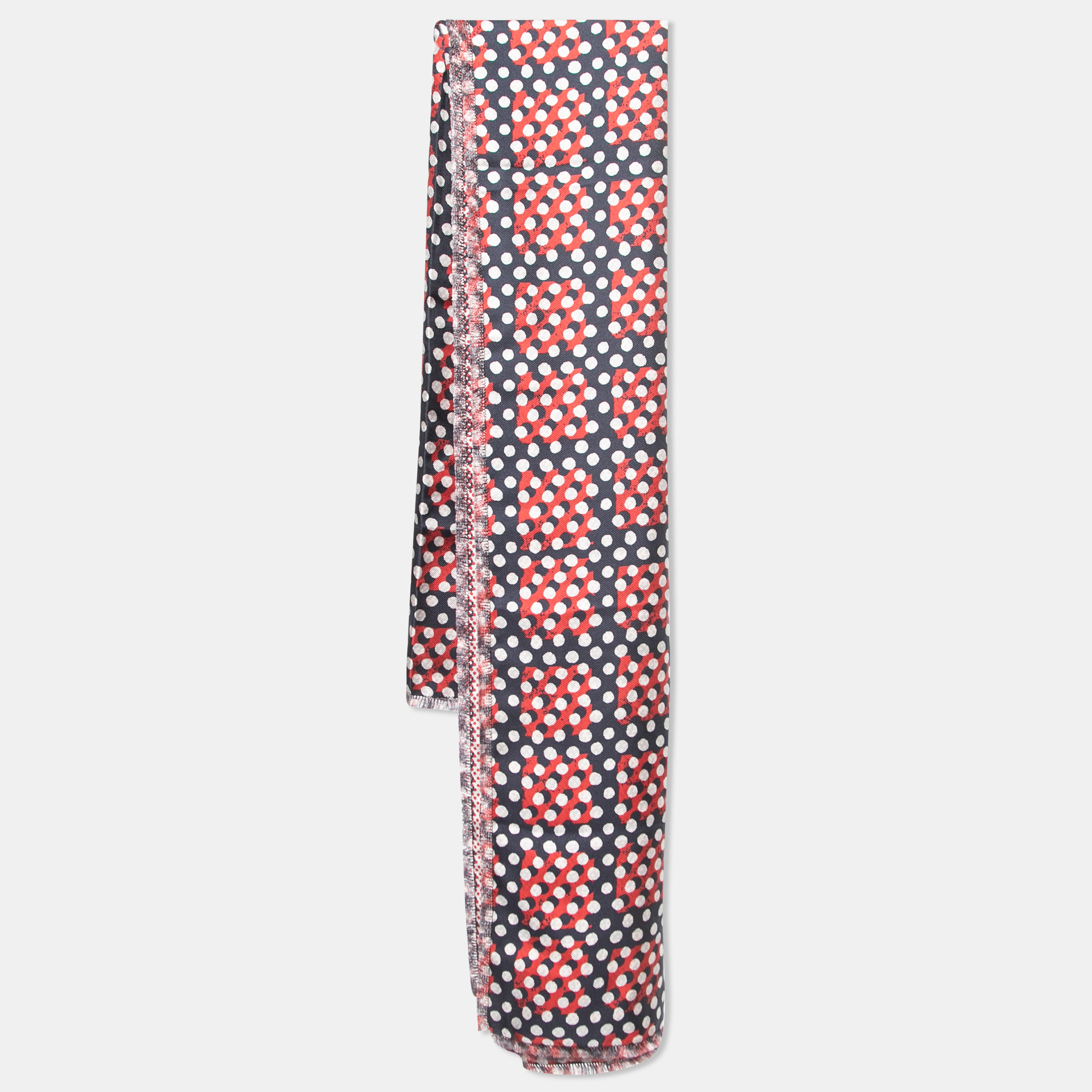Mulberry Red & Navy Blue Dotty Printed Silk Square Scarf, Scarves & Shawls - Luxury Closet catalog