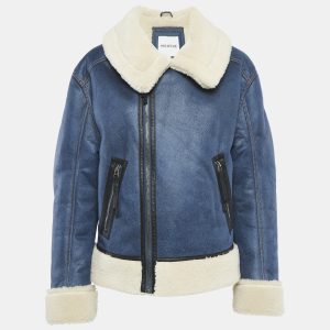 Munthe Blue Shearling and Leather Tishia Jacket S, Coats & Jackets - Luxury Closet catalog