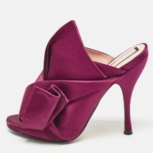 N&ordm;21 Burgundy Satin Raso Knot Peep Toe Mules Size 39, Sandals - Luxury Closet catalog