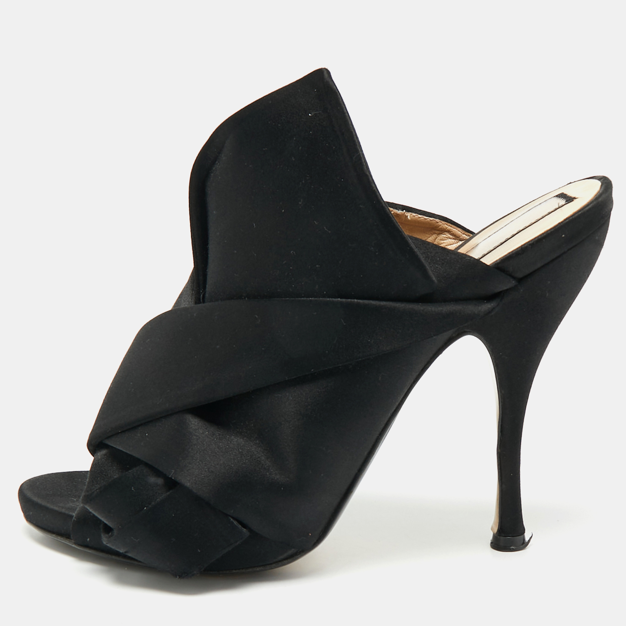 N°21 Black Satin Knot Mules Size 41, Sandals - Luxury Closet catalog